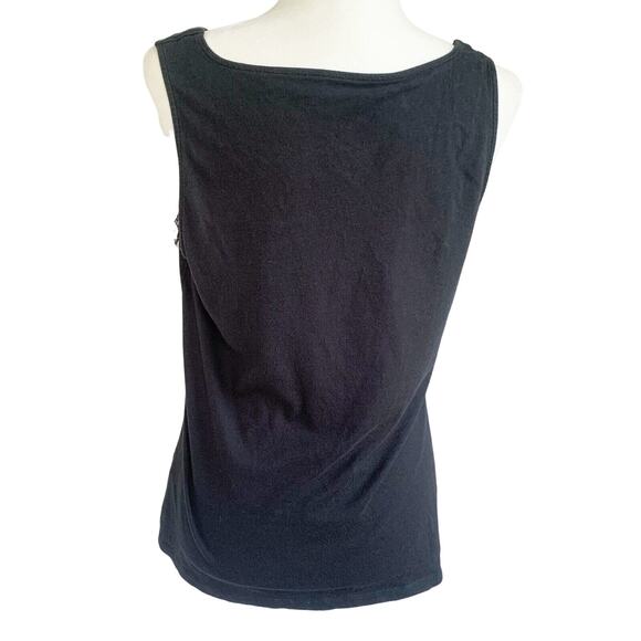 J Jill Womens Medium Black Sleeveless Knit Tank Top Lace Minimalist Cotton Blend - Picture 4 of 7